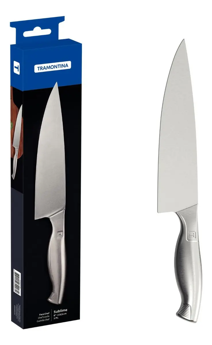 Faca Chef Profissional Com Cabo Inox 8'' Sublime Tramontina
