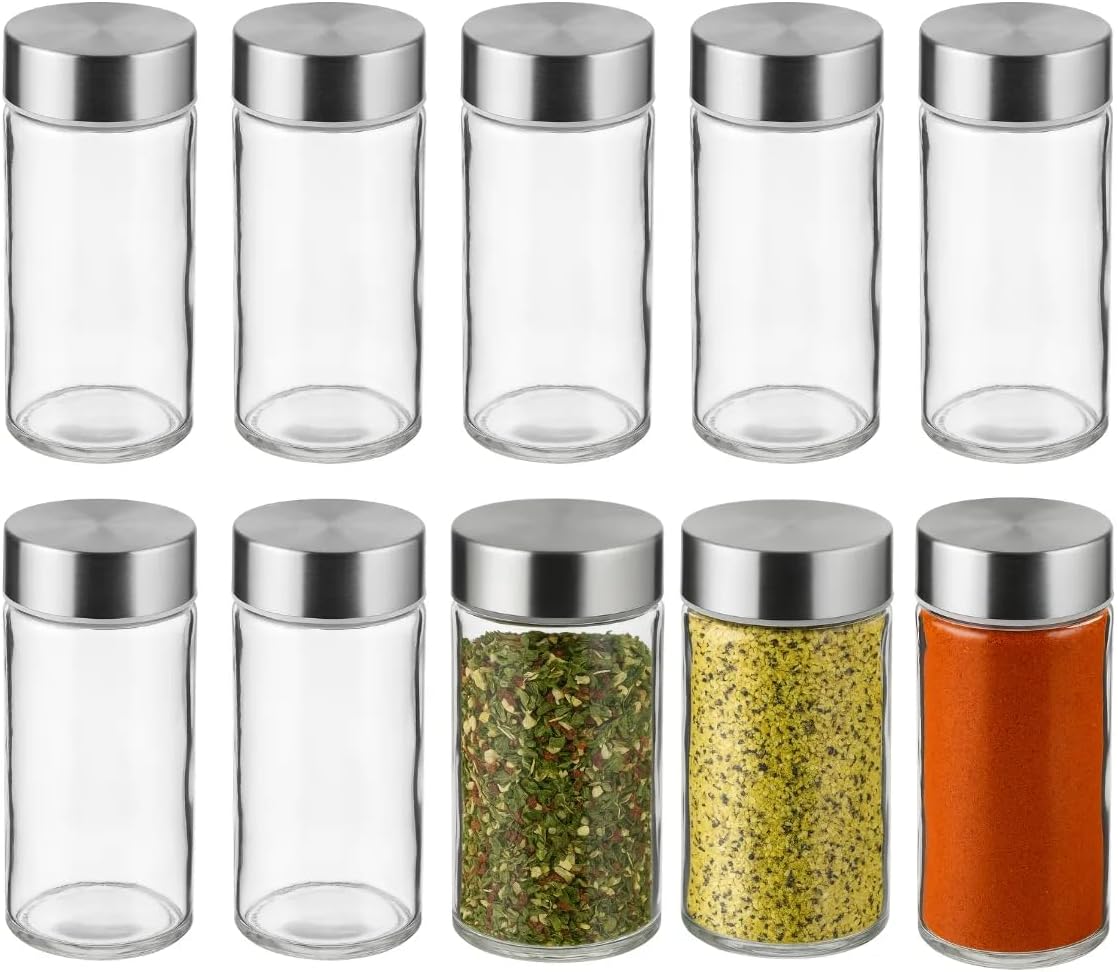 Kit 10 Porta Condimentos Inox Tempero Em Vidro Cozinha
