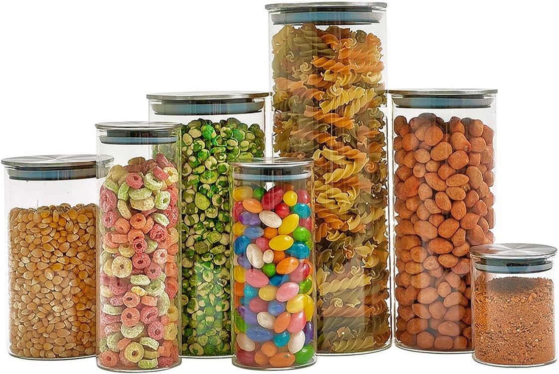 Kit 7 potes de vidro herméticos