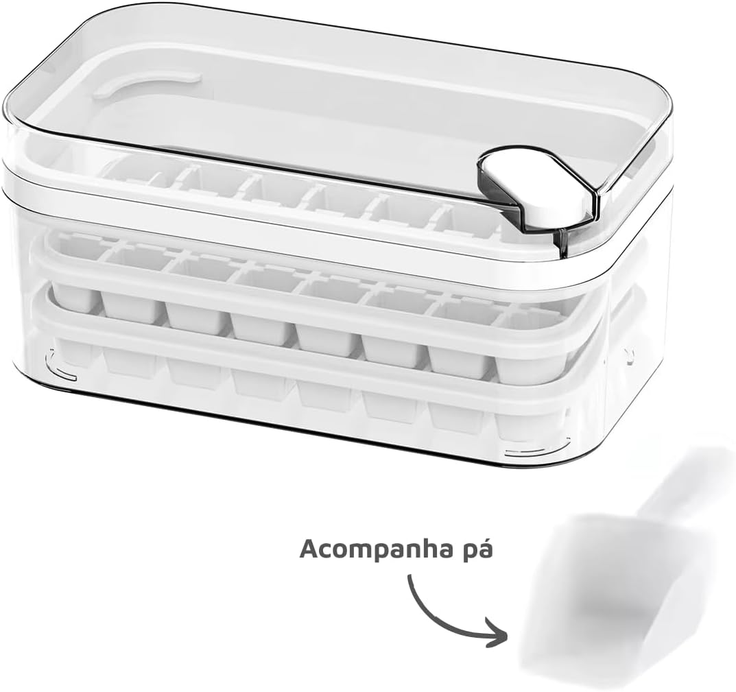Forma de Gelo com Tampa 64 Cubos