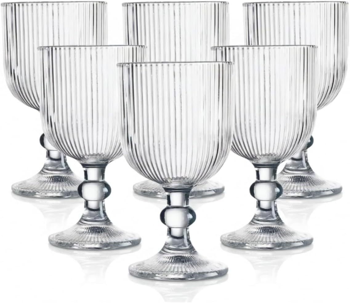  Taças de Vidro Canelado Transparente 380ml 